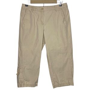 J Jill Pants Womens 10 Beige Cargo Capri Below Waist Neutral Beachy Coastal